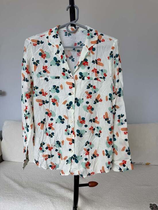 No Brand Tops - Floral Viscose Blouse Button Down Shirt Long Sleeve Lightweight Top Size S